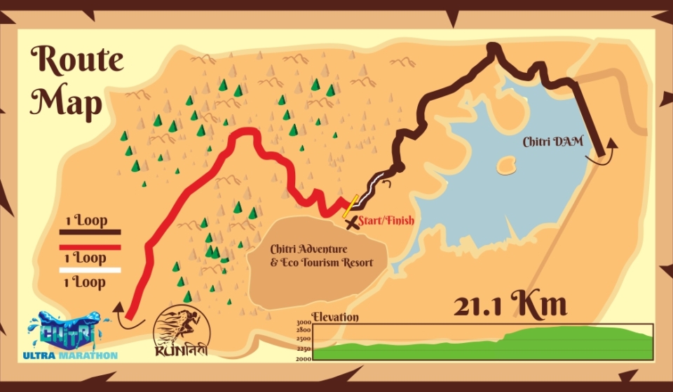 Chitri Route Map - 21.1 Km