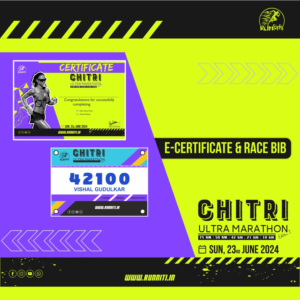 Chitri Ultra Certificate, Bib, Chitri Ultra Marathon